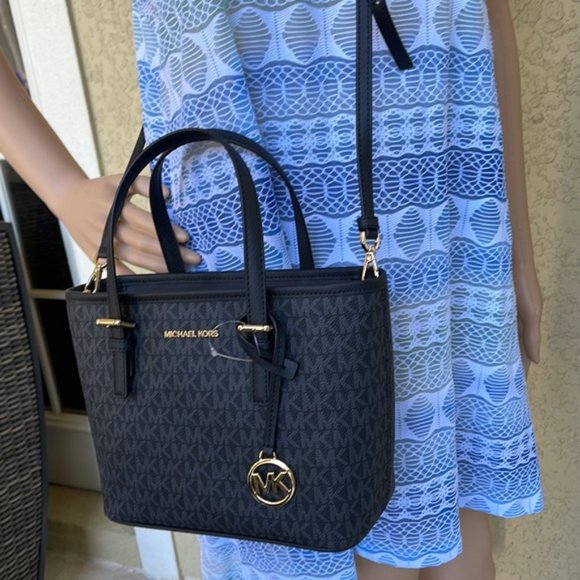 Michael Kors Jet Set Travel XS Carryall Tote Top Zip Tote Black - Picture 12 of 14